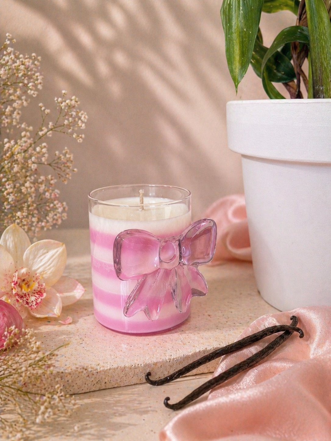 Bougie Nœud "Rose vanillée"